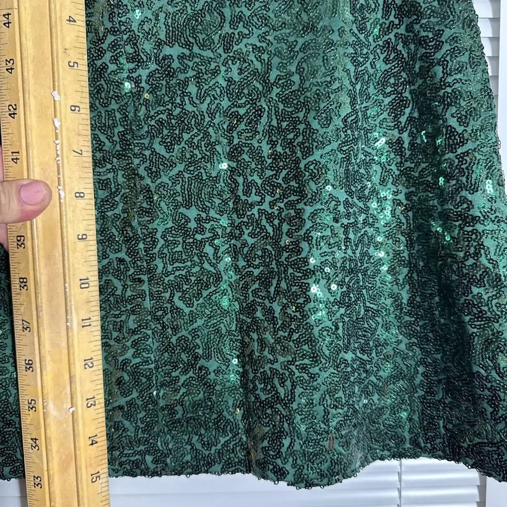 Tipsy Elves Skirt Size M Evening Essentials Party Green Sequined Straight Short